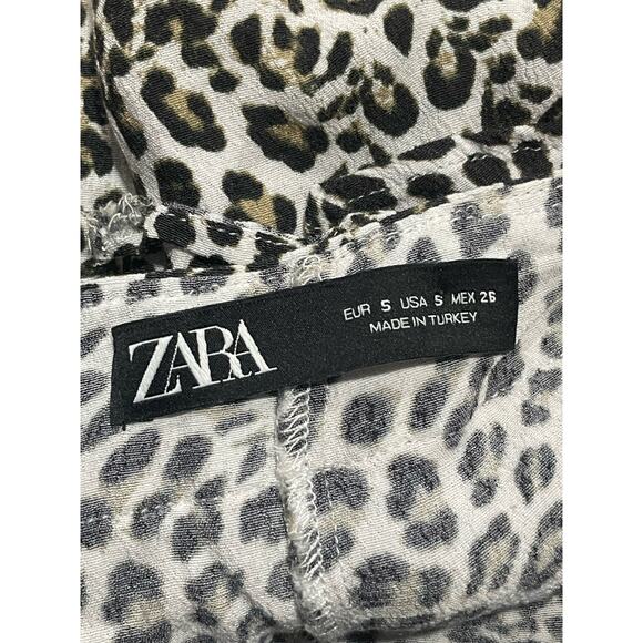 Zara Women's Small Cheetah Animal Print Ruffled Skort Skirt Gray Black Mob Wife - Picture 8 of 8